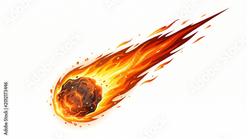 Burning Meteorite Falling with Fire Trail Illustration