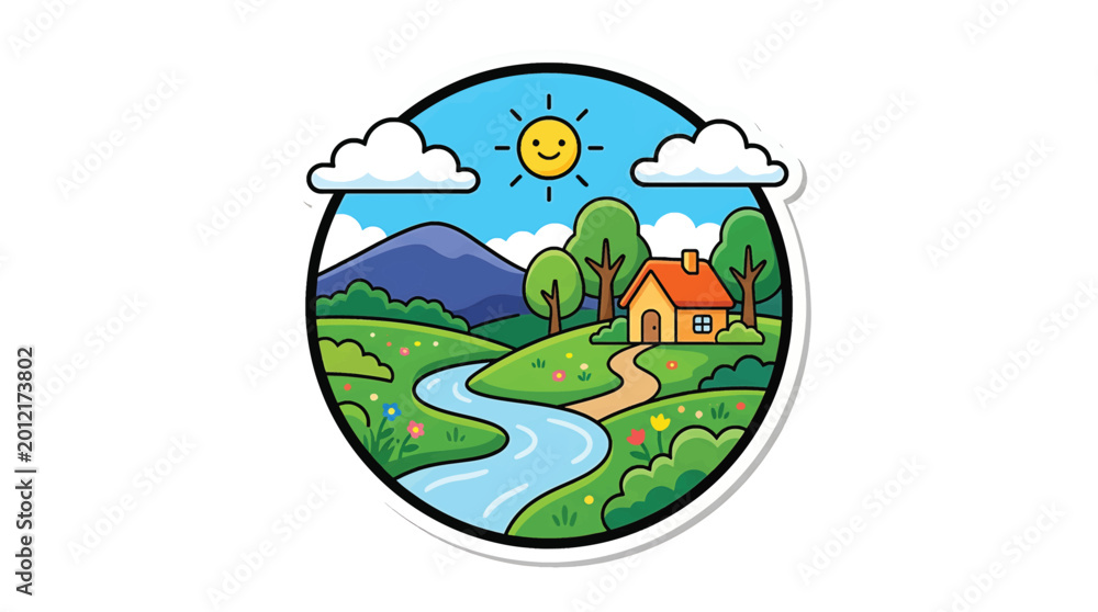 Fototapeta premium Small house with red roof.