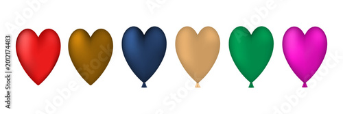 3D Rainbow glossy Hearts icon set. Valentines and love collection. Multicolored emoji like. Heart shape. Cartoon creative design icons isolated on white background. 3D Vector illustration