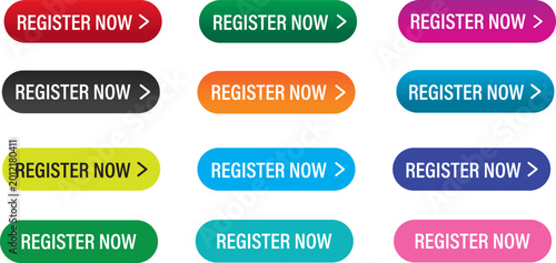 Fotografía Premium register now button label sign icon symbol