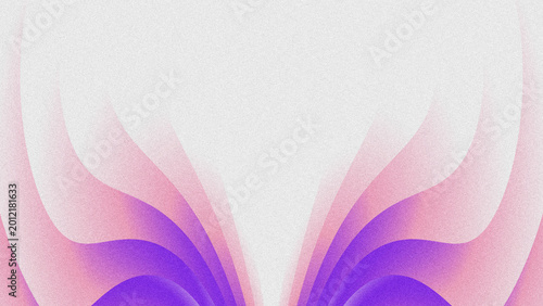 Εκτύπωση καμβά Abstract symmetrical background with smooth gradient waves in peach pink and royal purple, featuring a subtle grainy noise texture on a clean white base