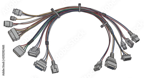 Quadro su tela Cable with multiple electrical connectors.