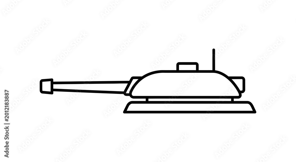 Fototapeta premium Minimalist Line Art of a Tank Turret with Cannon