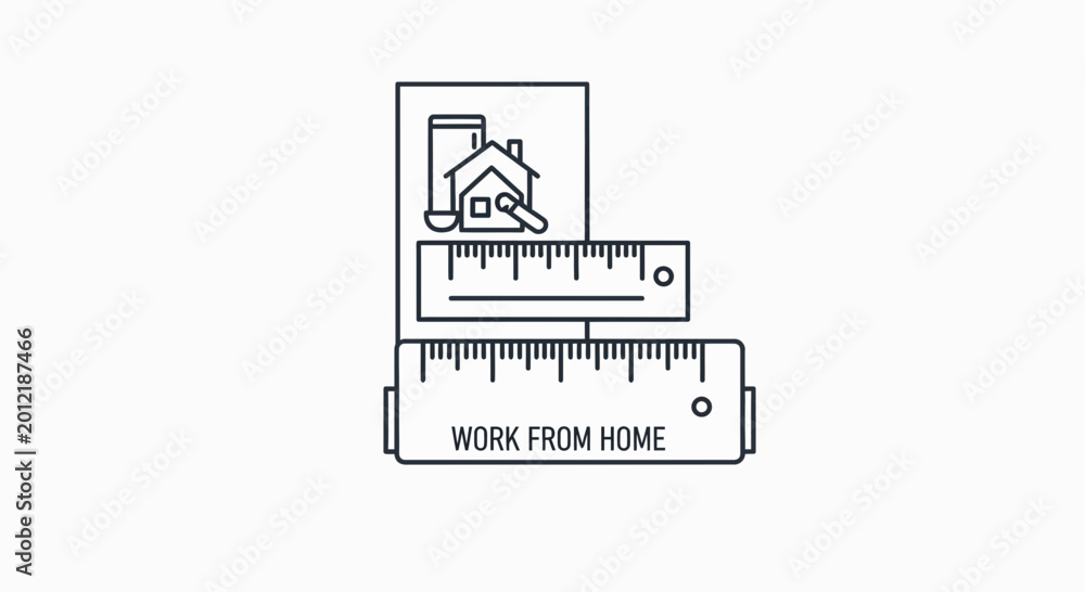 Naklejka premium Work From Home Concept: Measuring Success with Ruler and House Icon