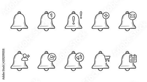 Konstfotografi Collection of various bell icons.