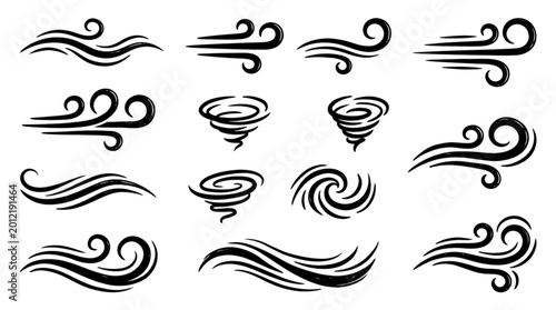 Photos Collection of swirling wind icons.