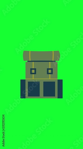 Camping Backpack Bag Animation On Green Screen