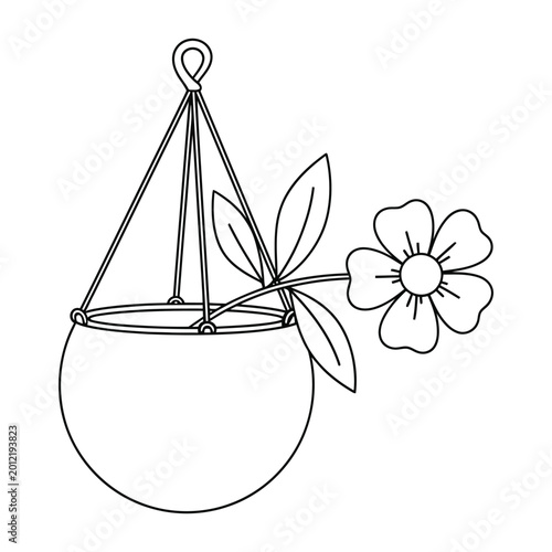 Hanging Flower Pot Coloring Page