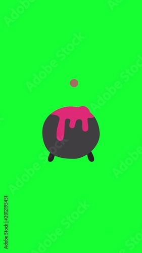 Halloween Witch Cauldron Animation On Green Screen
