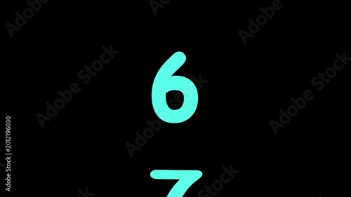 Green falling number countdown animation on black background