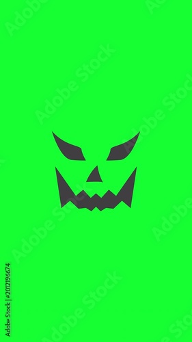 Spooky Monster Face Animation On Green Screen