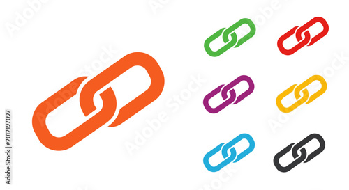 Colorful Chain Links Collection: Connection, Security, Strength, Unity, Network Icons