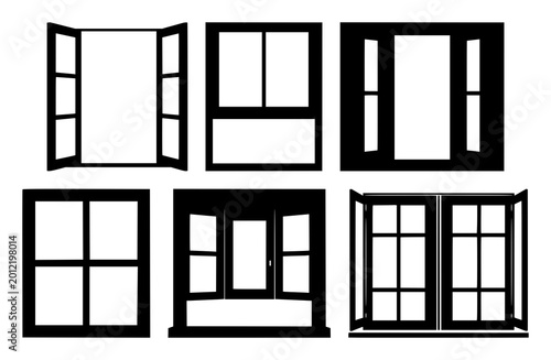 Window frame icon set with solid black icon on white background featuring black icon, white background, window frame, flat design, UI icon with vector and UI elements