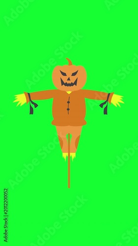 Halloween Scarecrow Character Animation On Green Screen