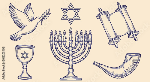 Photos Jewish, Hanukkah, Menorah, Symbol, Icons, Vector, Religious, Judaica, Star of Da