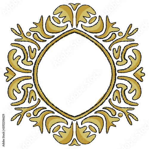 Ornate Gold Baroque Frame with Transparent Background.