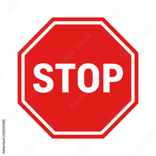 Red stop sign with white letters isolated on transparent background. 