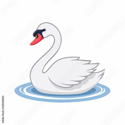 Adorable cartoon swan with heart shaped neck