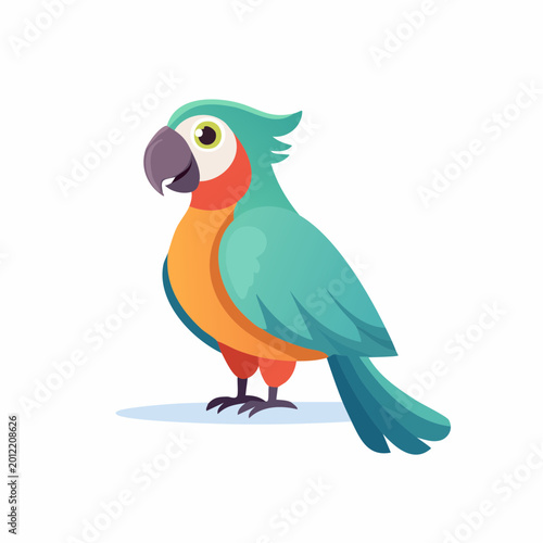 Adorable colorful parrot cartoon character