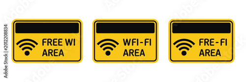 Canvas-taulu Free wifi area label sign icon illustration for wireless internet access hotspot