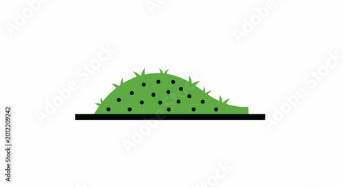 Green Hillock with Black Dots and Sparse Grass.