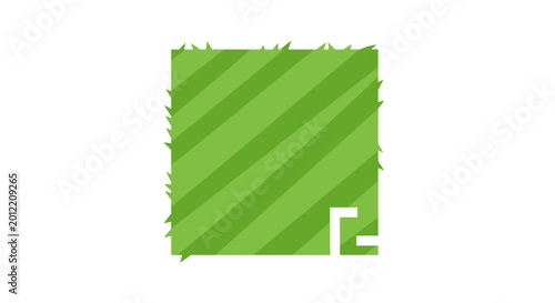 Green Square Lawn with Diagonal Stripes and Grass Texture.