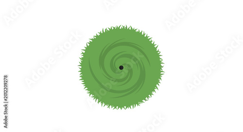 Green Swirling Vortex Symbol with Grass Texture.