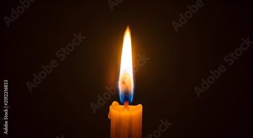 A serene and warm single candle flame illuminating the quiet darkness, symbolizing hope, peace, and tranquil contemplation during a moment of profound silence
