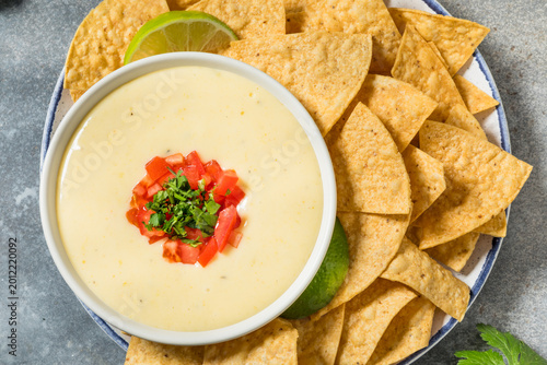 Photos Homemade Mexican Cheese Queso with Tortilla Chips