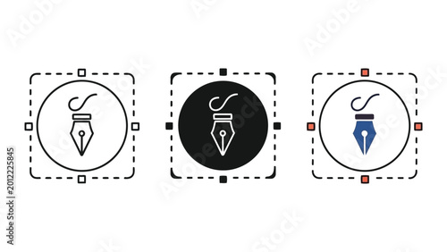 Tableau sur toile Fountain pen nib icons in different styles