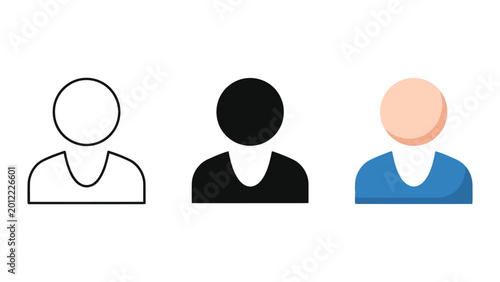 User profile icon set, silhouette and flat design