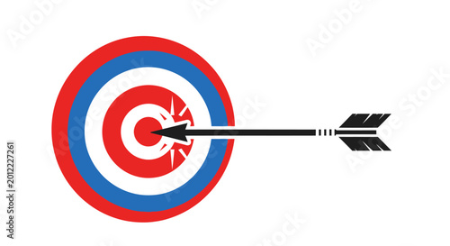 Fotografía Bullseye Target with Arrow Hitting Center.