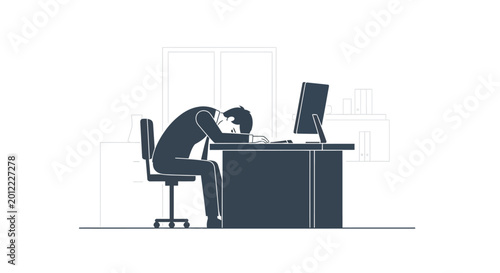 Quadro em tela Businessman sitting at office desk stressed.
