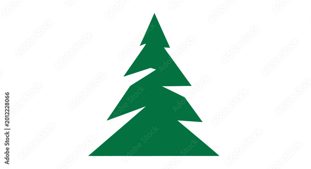 Obraz premium Green Christmas Tree Icon Symbol.