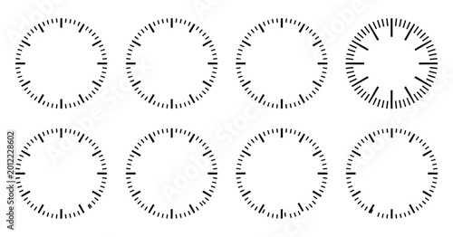 Photos Circle watch face icon with time scale markings, round timer, and stopwatch dial