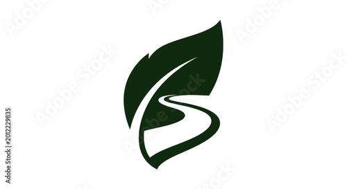 Foto Dark green leaf logo symbol icon.