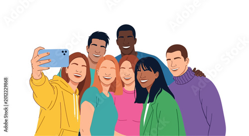 Schilderij op canvas Diverse group of young adults smiling.