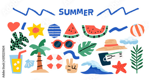 Photography Summer element set playful paper cut