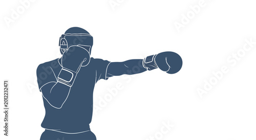 Cuadro en lienzo Boxer in fighting stance throwing punch.