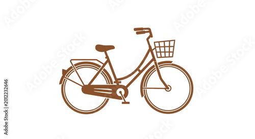 Fotografie Classic brown bicycle with front basket isolated on white