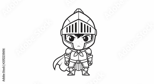 Schilderij op canvas Cartoon Knight in Armor Helmet.