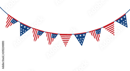 Foto American flag bunting garland, patriotic celebration decoration, red white blue