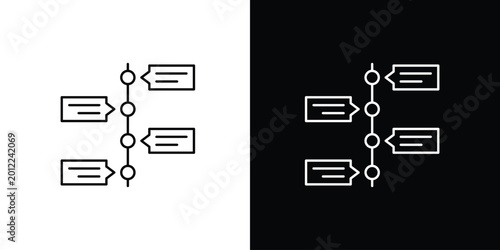 Single icon of linear progress indicator for project management and business strategy, representing sequential steps in a development process and task flow