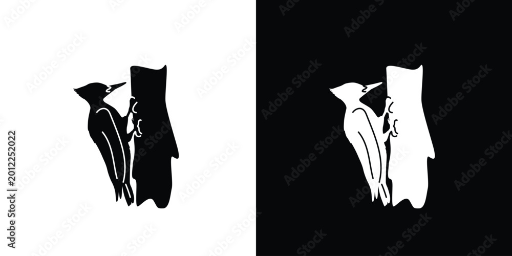 Wall Mural Woodpecker icon vector, woodpecker silhouette, black and white silhouette, flat