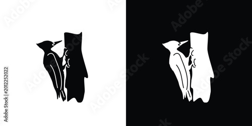 Foto Woodpecker icon vector, woodpecker silhouette, black and white silhouette, flat