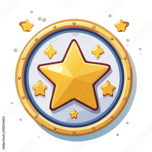 Canvastavla Speckled gold token star badge plate with silver glitter particle accents for ar
