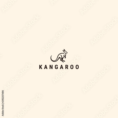 Kangaroo logo style icon design template vector illustration