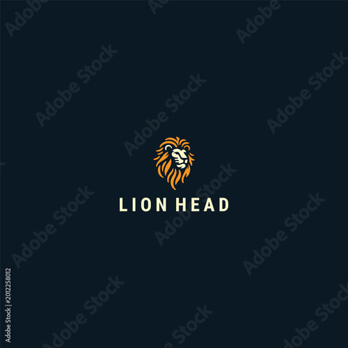 Lion head logo style icon design template vector illustration