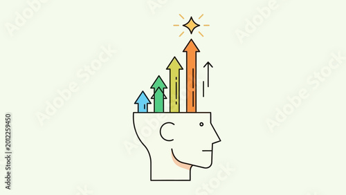 Conceptual illustration of personal growth and development in a human head.