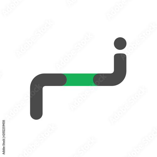Abstract Geometric Shape with Green Segment and Dot.